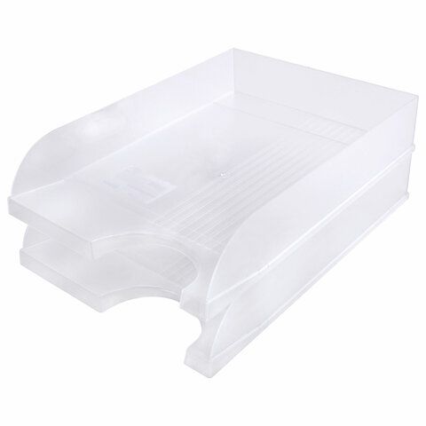 Лоток горизонтальный для бумаг BRAUBERG &quot;Standard&quot;, 350х253х65 мм, прозрачный, 238349