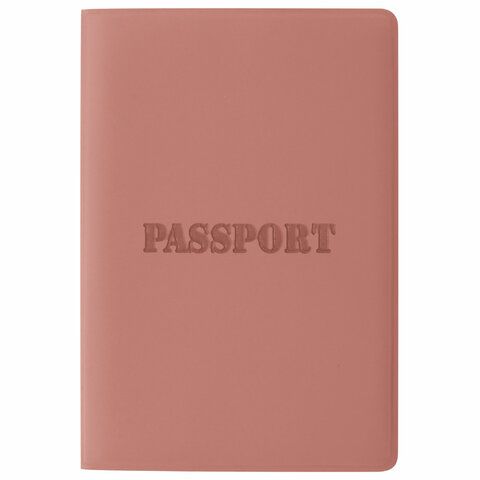Обложка для паспорта, мягкий полиуретан, &quot;PASSPORT&quot;, нежно-розовая, STAFF, 238403