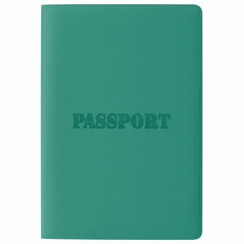 Обложка для паспорта, мягкий полиуретан, &quot;PASSPORT&quot;, цвет &quot;тиффани&quot;, STAFF, 238404