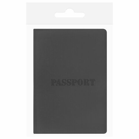 Обложка для паспорта, мягкий полиуретан, &quot;PASSPORT&quot;, черная, STAFF, 238407