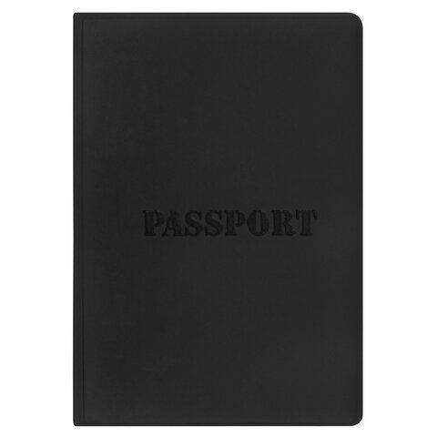 Обложка для паспорта, мягкий полиуретан, &quot;PASSPORT&quot;, черная, STAFF, 238407