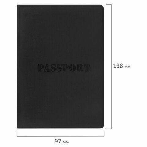 Обложка для паспорта, мягкий полиуретан, &quot;PASSPORT&quot;, черная, STAFF, 238407