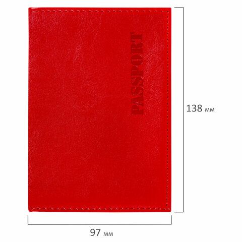 Обложка для паспорта экокожа, мягкая вставка изолон, &quot;PASSPORT&quot;, красная, STAFF &quot;Profit&quot;, 238408