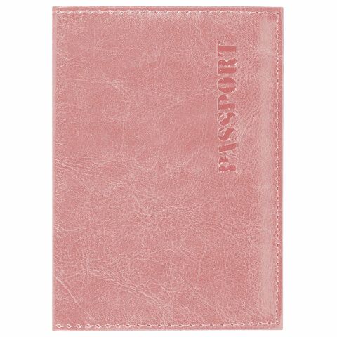 Обложка для паспорта экокожа, мягкая вставка изолон, &quot;PASSPORT&quot;, розовая, STAFF Profit, 238409