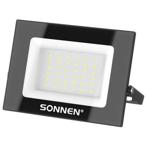 Прожектор светодиодный 30Вт, 6500К, 2400Лм, IP65, 146x98x26мм, черный, SONNEN, 238413