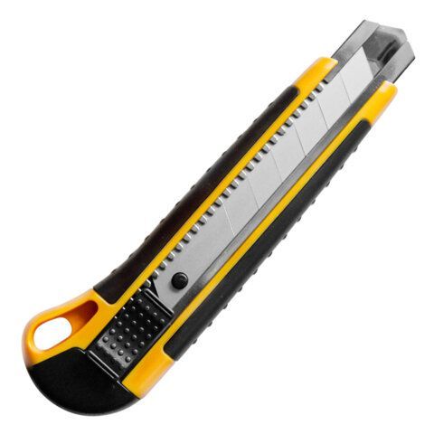 Нож универсальный мощный 25 мм BRAUBERG EXTRA, автофиксатор, резиновые вставки, 238731