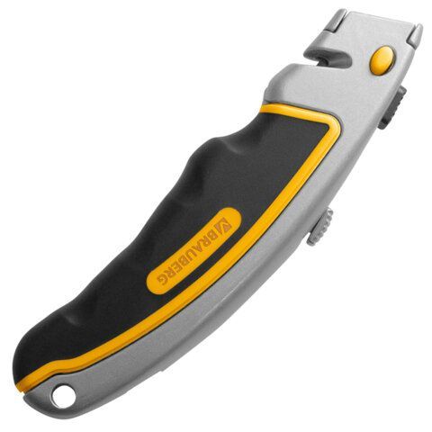 Нож универсальный мощный алюминиевый BRAUBERG Heavy duty, автофиксатор, резиновые вставки, 238735
