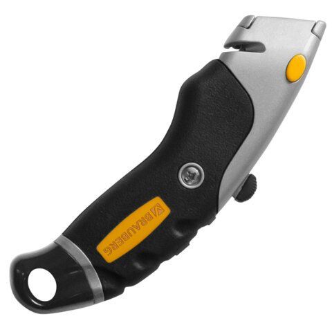 Нож универсальный мощный алюминиевый BRAUBERG Heavy duty M, автофиксатор, резиновые вставки, 238736