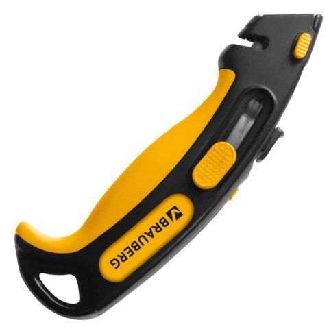 Нож универсальный мощный BRAUBERG METALLIC PRO, автофиксатор, функция автовозврата, 238737