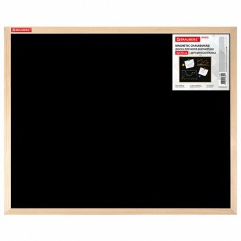 Доска для мела магнитная 50х70 см, черная, деревянная рамка, BRAUBERG Standard, 238803