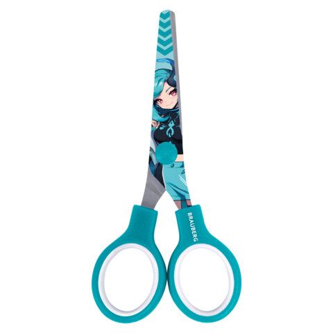 Ножницы 130 мм мятные, с цветной печатью "Аниме", BRAUBERG ANIME, 238956