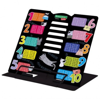 Подставка для книг BRAUBERG KIDS mini, "Cats" с таблицей умножения, регулируемый угол наклона, металлическая, 238966