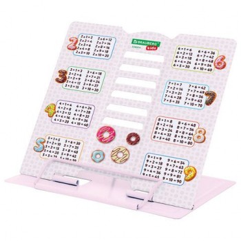 Подставка для книг и учебников BRAUBERG KIDS mini "Food" с таблицей умножения, регулируемый угол наклона, металлическая, 238974