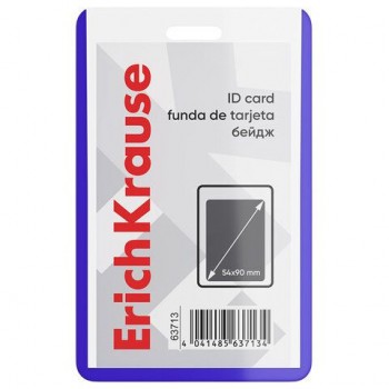 Бейдж вертикальный ERICH KRAUSE 50 шт. (54х90мм), корпус прозрачный с синим, 63713