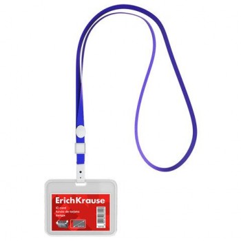 Бейдж горизонтальный ERICH KRAUSE 20 шт. (85х54мм), корпус прозрачный, цвет ленты синий, 63725