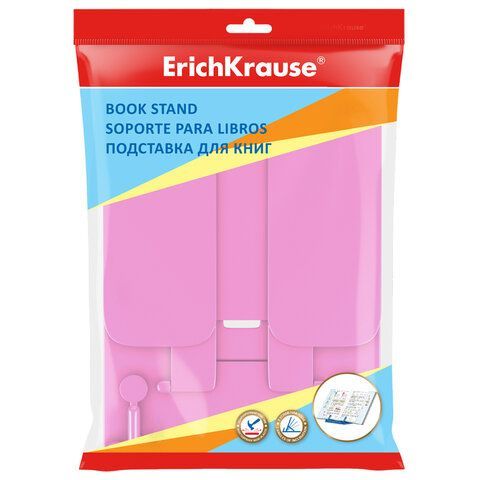 Подставка для книг и учебников ERICH KRAUSE Pastel. пластиковая, розовая, 53532