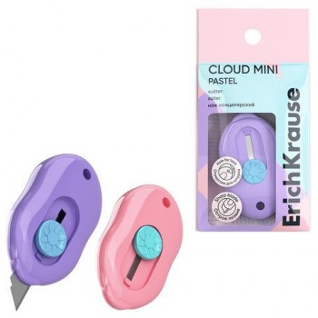 Нож канцелярский ERICH KRAUSE 25 шт. Cloud Mini Pastel, корпус ассорти, 62755