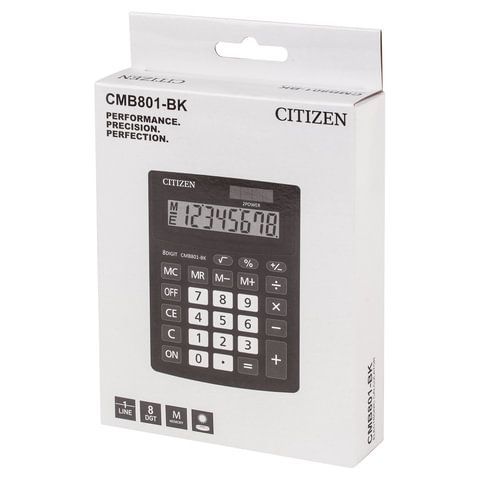 Калькулятор настольный CITIZEN BUSINESS LINE CMB801BK, МАЛЫЙ (137x102 мм), 8 разрядов, двойное питание