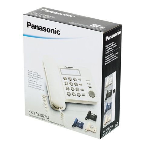 Телефон PANASONIC KX-TS2352RUB, черный, память 3 номера, повторный набор, тональный/импульсный режим, индикатор вызова