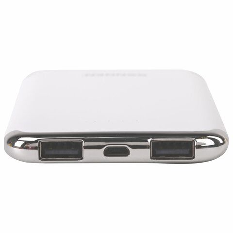 Аккумулятор внешний 6000 mAh SONNEN POWERBANK K611, 2 USB, литий-полимерный, белый, 263028