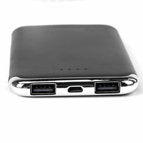 Аккумулятор внешний 6000 mAh SONNEN POWERBANK K611, 2 USB, литий-полимерный, черный, 263029