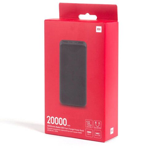 Аккумулятор внешний 20000 mAh, XIAOMI Redmi Fast Charge Power Bank, БЫСТРАЯ ЗАРЯДКА, 2 USB, литий-полимерный, VXN4304GL
