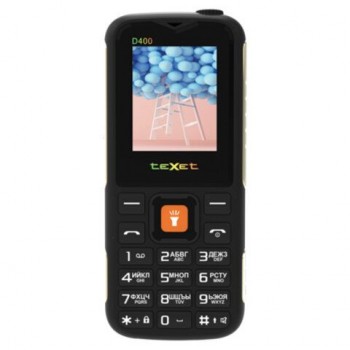 Телефон мобильный TEXET TM-D400, 2 SIM, 1,77", 32 Мб, microSD, FM, MP3, IP54, фонарик, черный, 127371