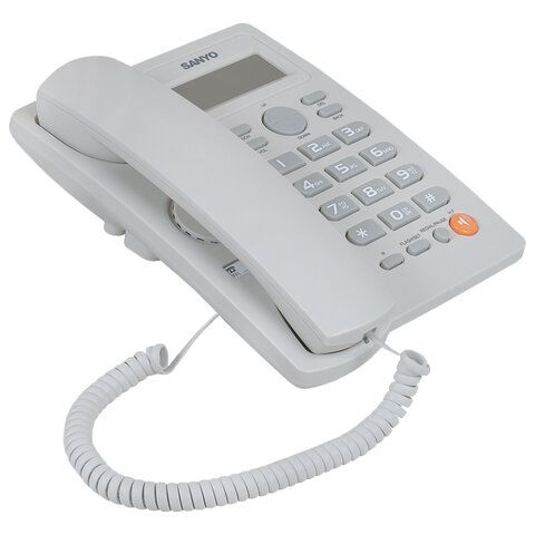 Телефон SANYO RA-S306W, спикерфон, память 50 номеров, тональный/импульсный режим, белый