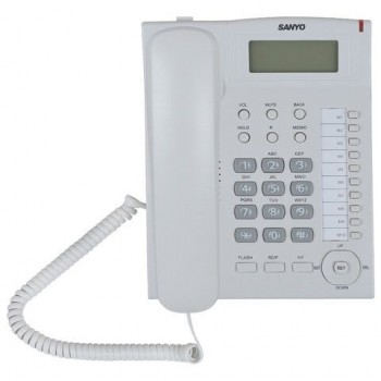 Телефон SANYO RA-S517W, спикерфон, память 30 номеров, тональный/импульсный режим, белый