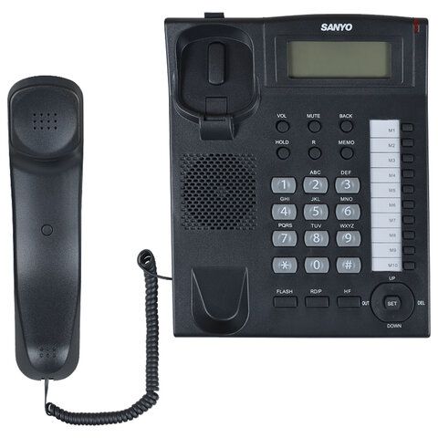 Телефон SANYO RA-S517B, спикерфон, память 30 номеров, тональный/импульсный режим, черный