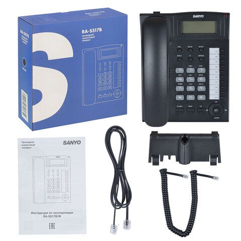 Телефон SANYO RA-S517B, спикерфон, память 30 номеров, тональный/импульсный режим, черный