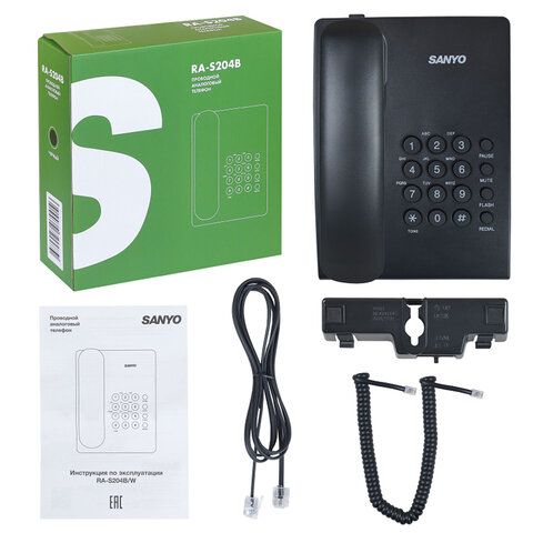 Телефон проводной SANYO RA-S204B, тональный/импульсный режим, повтор, чёрный