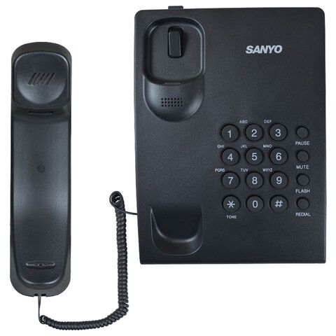 Телефон проводной SANYO RA-S204B, тональный/импульсный режим, повтор, чёрный