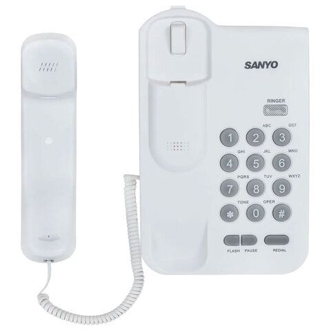 Телефон проводной SANYO RA-S108W, тональный/импульсный режим, повтор, белый