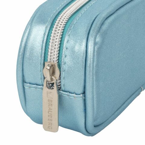 Пенал-косметичка BRAUBERG &quot;SPARKLE&quot; на молнии, мягкий, голубой, 22х4х7 см, 270051