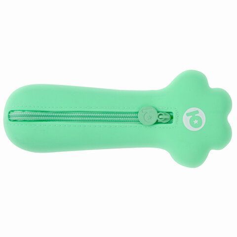 Пенал-косметичка ЮНЛАНДИЯ на молнии, силикон, &quot;Paw Mint&quot;, мятный, 20х7 см, 270056