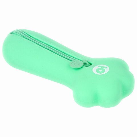 Пенал-косметичка ЮНЛАНДИЯ на молнии, силикон, &quot;Paw Mint&quot;, мятный, 20х7 см, 270056