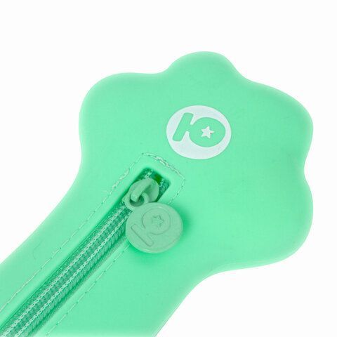 Пенал-косметичка ЮНЛАНДИЯ на молнии, силикон, &quot;Paw Mint&quot;, мятный, 20х7 см, 270056