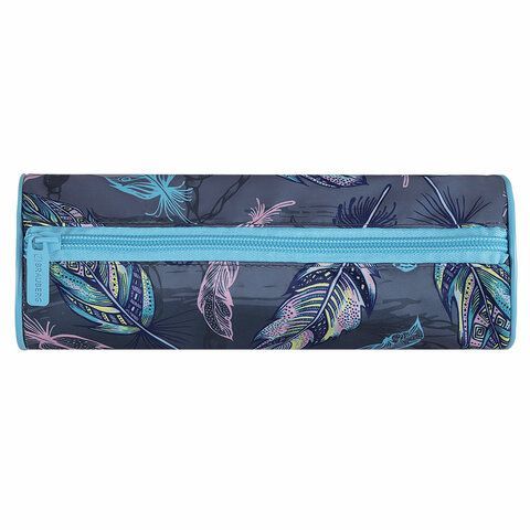 Пенал-тубус BRAUBERG, с эффектом SOFT TOUCH, полиэстер, &quot;Feathers&quot;, 22х8 см, 270058