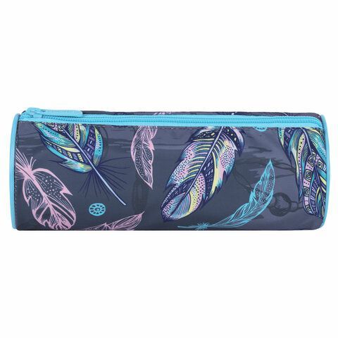Пенал-тубус BRAUBERG, с эффектом SOFT TOUCH, полиэстер, &quot;Feathers&quot;, 22х8 см, 270058