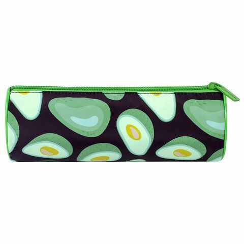 Пенал-тубус BRAUBERG, с эффектом SOFT TOUCH, полиэстер, &quot;Black Avocado&quot;, 22х8 см, 270061