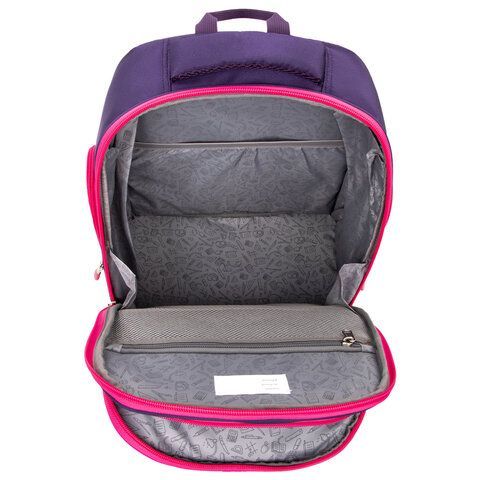 Рюкзак BRAUBERG CLASSIC, легкий каркас, премиум материал, Graceful cat, фиолетовый, 37х32х21 см, 270087