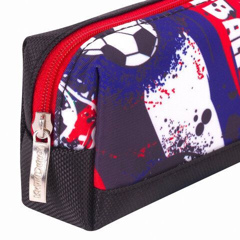 Пенал ЮНЛАНДИЯ, 1 отделение, полиэстер, &quot;Football&quot;, черный, 19х4х6 см, 270269