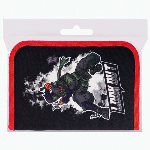 Пенал BRAUBERG, 1 отделение, 2 откидные планки, полиэстер, 21х14 см, &quot;Ninja&quot;, 270313
