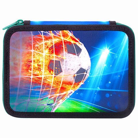 Пенал BRAUBERG, 2 отделения, полиэстер, 21х14 см, &quot;Fire football&quot;, 270322