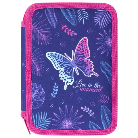 Пенал BRAUBERG, 3 отделения, полиэстер, 21х14 см, &quot;Beautiful butterfly&quot;, 270323