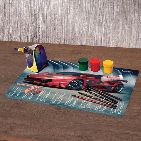 Настольное покрытие BRAUBERG, А3+, пластик, 46x33 см, &quot;Sport Car&quot;, 270401
