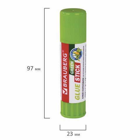 Клей-карандаш на натуральной основе BRAUBERG 3 шт. GREEN, 15 г, 270437