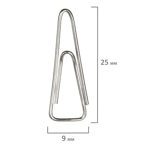 Скрепки BRAUBERG 5 шт., 25 мм, никелированные, треугольные, 100 шт., в картонной коробке, 270440