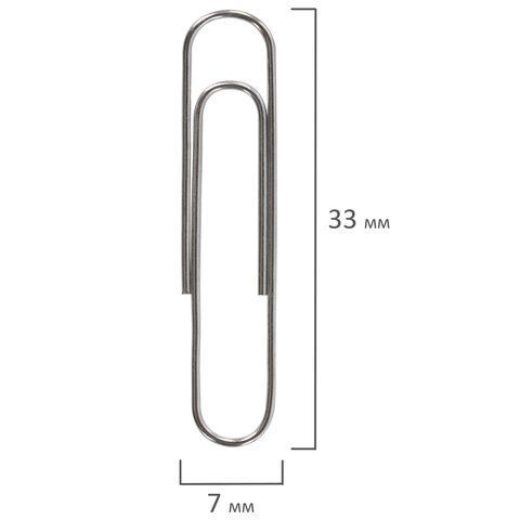 Скрепки BRAUBERG 5 шт., 33 мм, никелированные, 100 шт., в картонной коробке, 270443